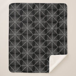 Couverture Sherpa Webs d'araignée d'Halloween noir et blanc