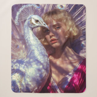Couverture Sherpa Weißer Pfau und Schönheit in rosa Eleganz