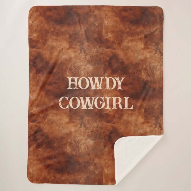 Couverture Sherpa Western Brown Howdy Cowboy Brown (Devant)
