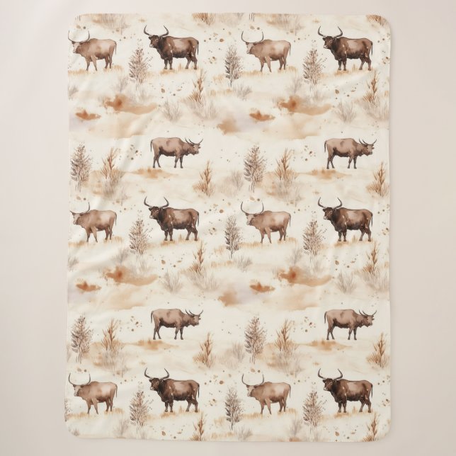 Couverture Sherpa Western Southwest Animal Highland Cow (Devant)