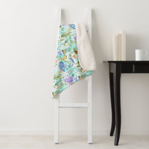 Couverture Sherpa Whimsical Marine Friends - Un magnifique paysage m