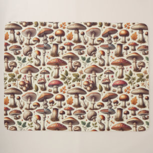 Couverture Sherpa Whispering Woods : Motif de champignons sans soudu