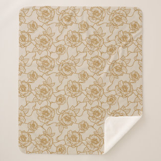 Couverture Sherpa Whispers of Rose, Elegant Line Art Floral