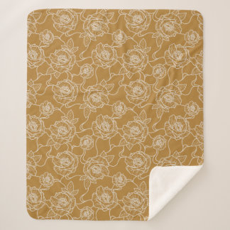 Couverture Sherpa Whispers of Rose, Elegant Line Art Floral