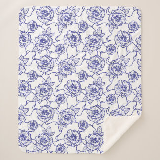 Couverture Sherpa Whispers of Rose, Elegant Line Art Floral
