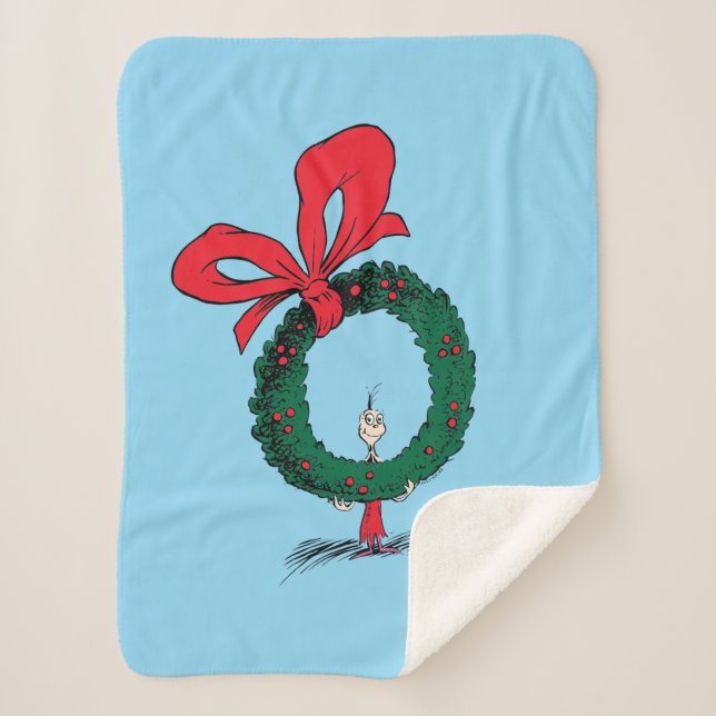 Couverture Sherpa Who Peeking Through Christmas Wreath (Devant)