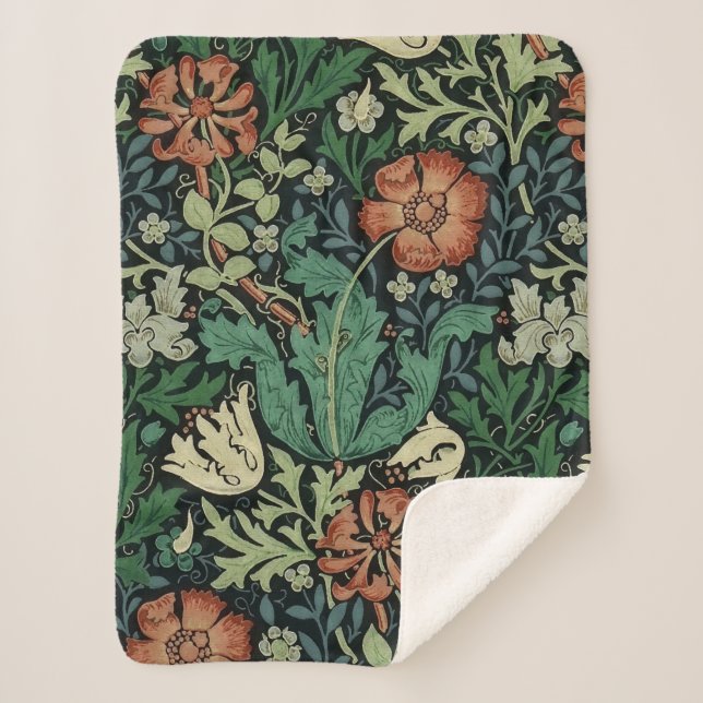 Couverture Sherpa William Morris Compton Floral Art Nouveau Motif (Devant)