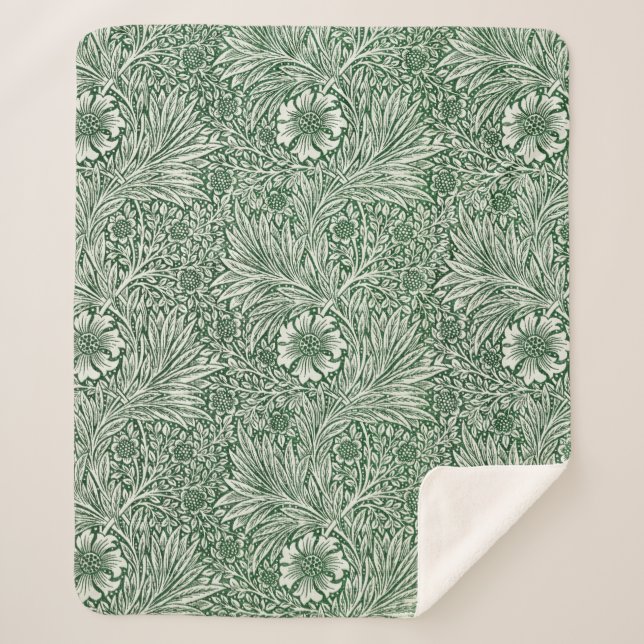 Couverture Sherpa william morris marigold fleurs vertes (Devant)