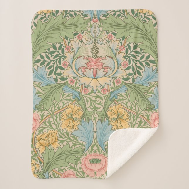 Couverture Sherpa William Morris Myrtle Fleur Floral Botanique (Devant)