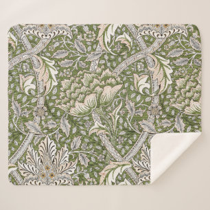 Couverture Sherpa william morris windrush fleurs florales classique