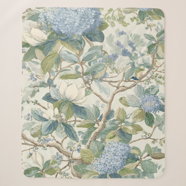 Couverture Sherpa Willow Little Magnolia Wallpaper Floral Coastal  (Devant)