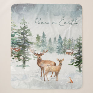 Couverture Sherpa Winter Wonderland Forest Peace On Earth Noël