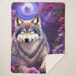 Couverture Sherpa Wolf floral de Midnight Howl