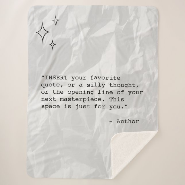 Couverture Sherpa Wrinkled Paper with Custom Quote and Stars (Devant)