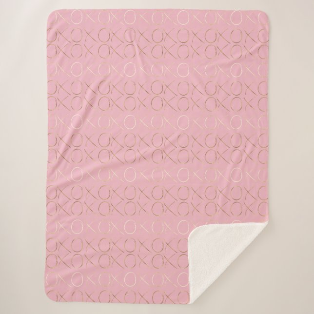 Couverture Sherpa XOXO rose or (Devant)