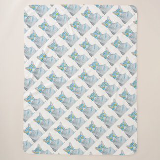 Couverture Sherpa Yellow eyed blue tabby cat fleece blanket 