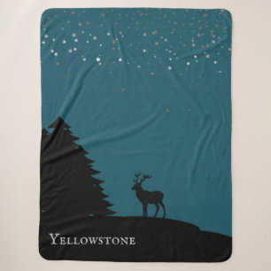 Couverture Sherpa Yellowstone Sherpa Blanket Jeter Elk et étoiles