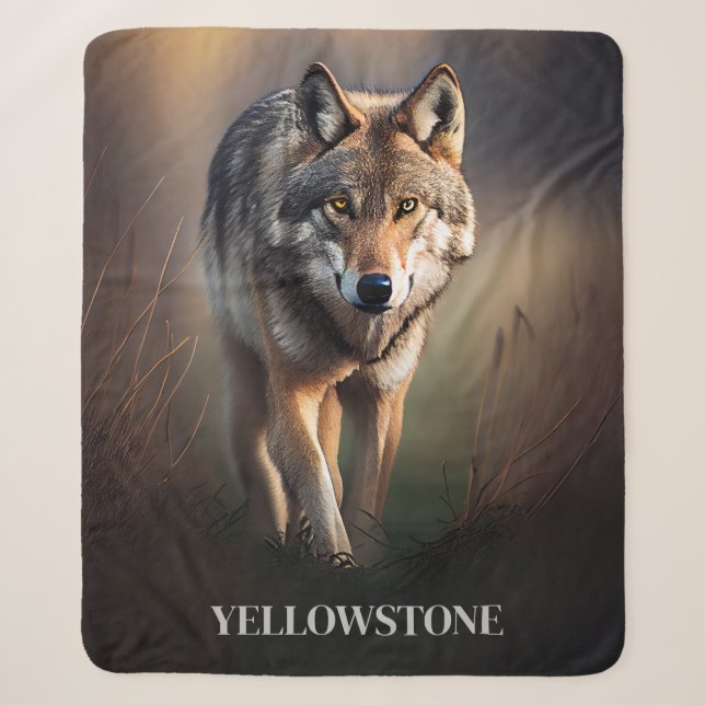 Couverture Sherpa Yellowstone Wolf Sherpa Blanket Thon (Devant)