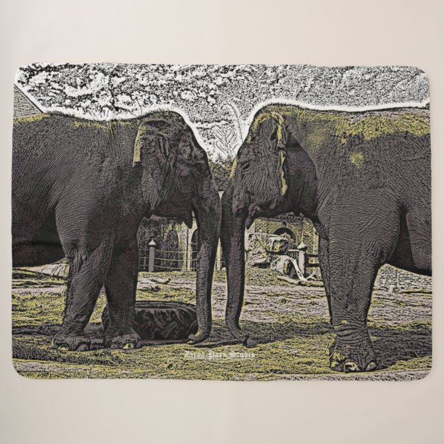 Couverture Sherpa Yeux éléphants (Devant (Horizontal))