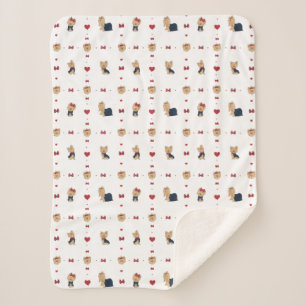 Couverture Sherpa Yorkies doux Prêts et Coeurs - Blanc -