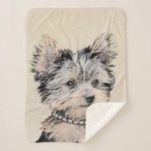 Couverture Sherpa Yorkshire Terrier Puppy Peinture Chien original