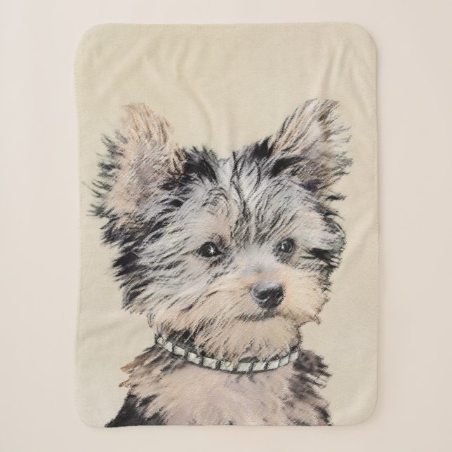 Couverture Sherpa Yorkshire Terrier Puppy Peinture Chien original (Devant)