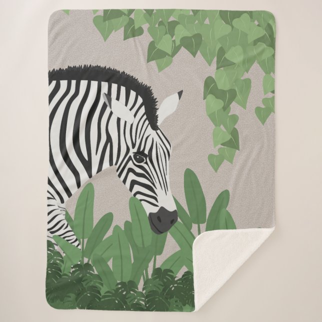 Couverture Sherpa Zebra amongst Leaves (Devant)