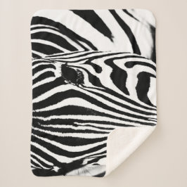 Couverture Sherpa Zebra portrait noir et blanc