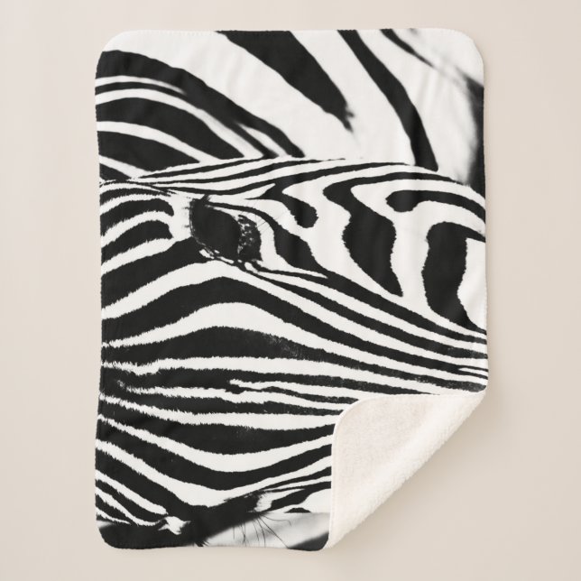 Couverture Sherpa Zebra portrait noir et blanc (Devant)