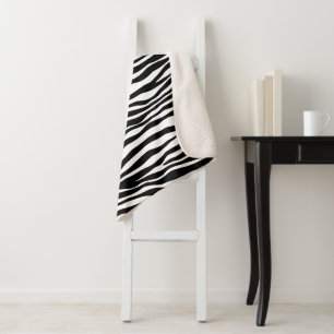 Couverture Sherpa Zebra Print, Zebra Stripes, Noir Et Blanc