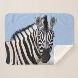 Couverture Sherpa Zebra vous regarde avec la photo bleu ciel