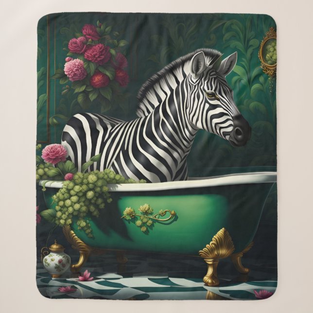 Couverture Sherpa Zèbre dans une baignoire (Devant)