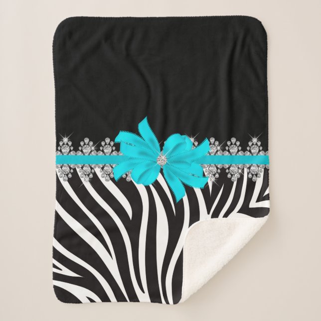 Couverture Sherpa Zèbre de Delilah de diamant (Teal) (Devant)