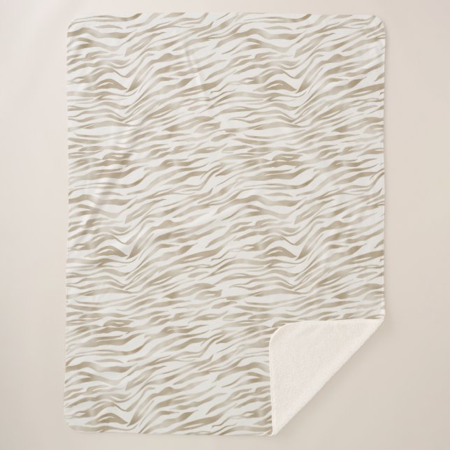 Couverture Sherpa Zen Cream White Cocoa Brown Zebra Imprimer (Devant)