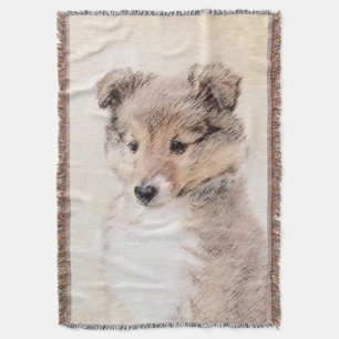 Couverture Shetland Sheepdog Puppy Peinture Chien original ar