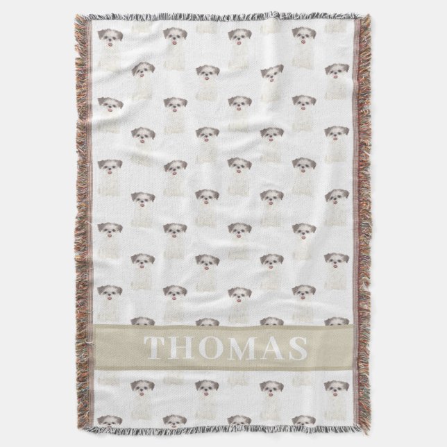 Couverture Shih Tzu personnalisé (marron et blanc) Tan & Blan (devant Vertical)