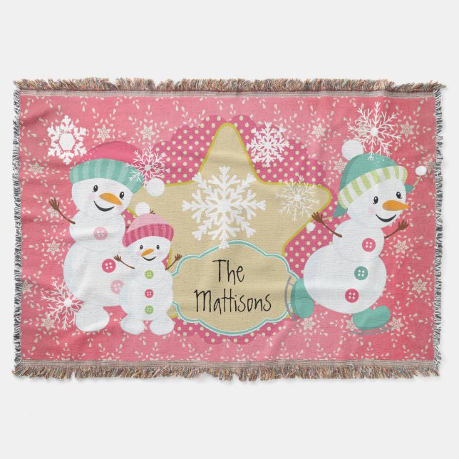 Couverture Snowman personnalisé famille de vacances Jeu (Devant)