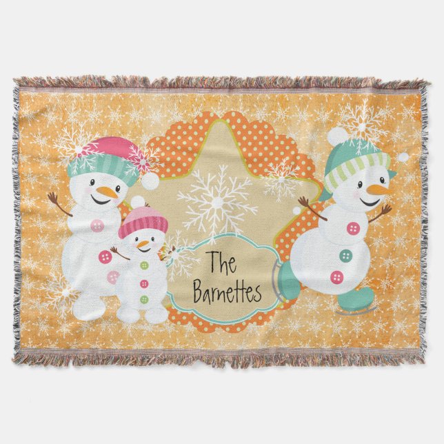 Couverture Snowman personnalisé famille de vacances Jeu (Devant)