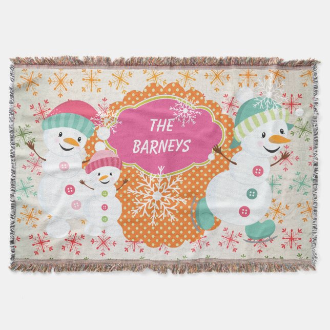 Couverture Snowman personnalisé famille de vacances Jeu (Devant)