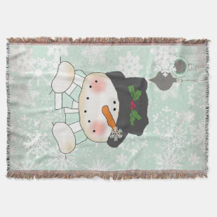 Couverture Snowman sur le doux Blue Snowflake Holiday Jeu