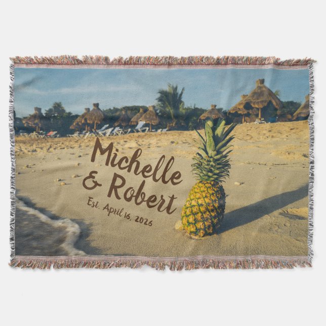 Couverture Souvenir tropical personnalisé de mariage de plage (Devant)