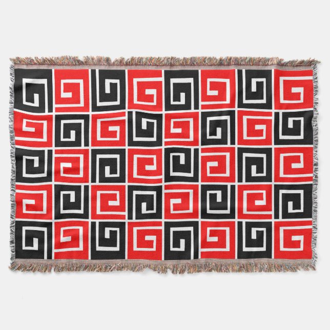 Couverture Spirales carrés - Rouge et noir sur blanc (Devant)