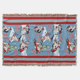Couverture Sports d'hiver Retro Snowmen en bleu