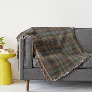 Couverture Stewart Chasse Patiné Tartan Plaid Motif