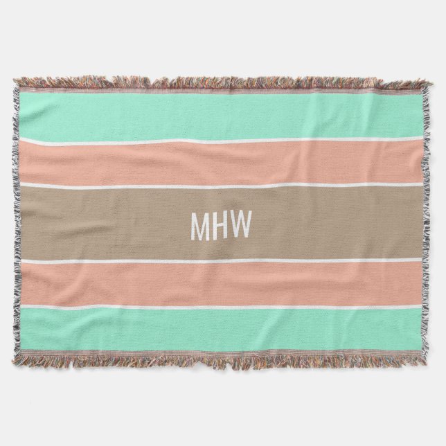 Couverture Stripes Motif personnalisé monogramme jeter couver (Devant)