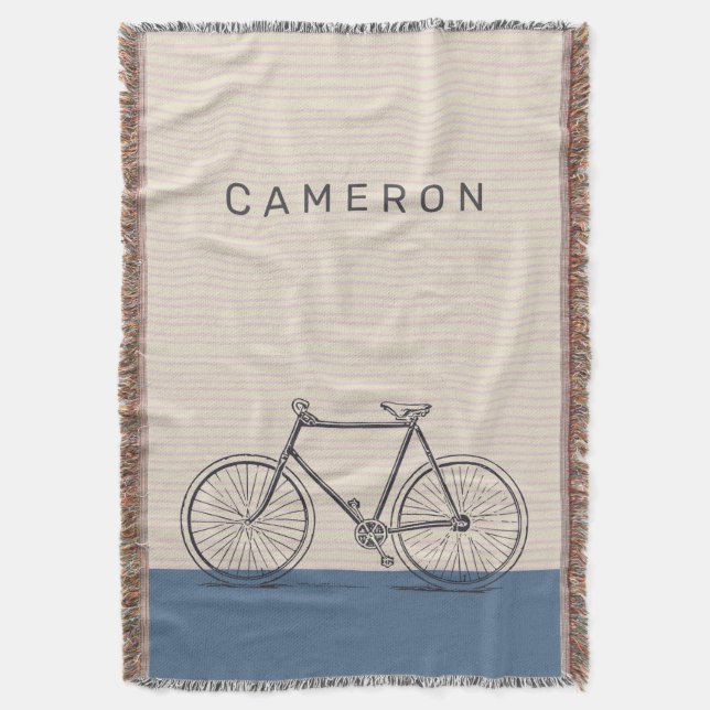 Couverture Style Bike Dessin Blush et bleu Personnalisé (devant Vertical)