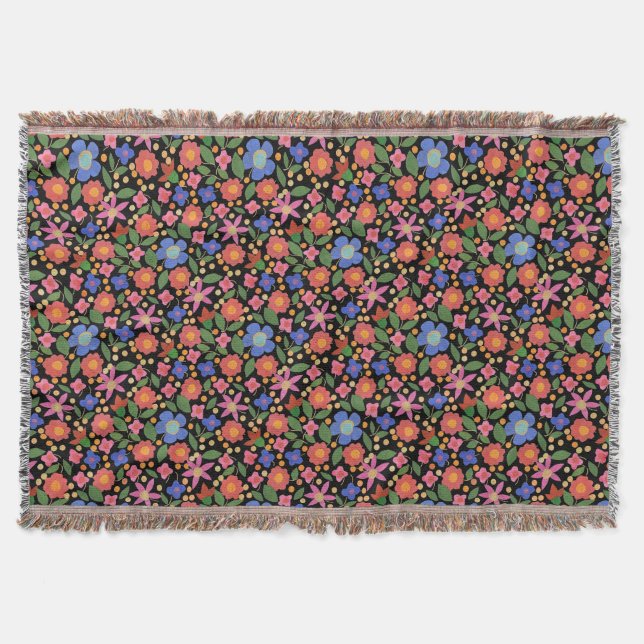 Couverture Style d'art populaire chic floral sur une couvertu (Devant)
