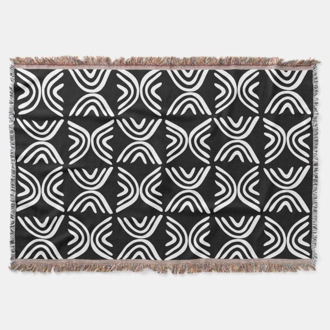 Couverture Style de tissu de boue 080215 - Blanc sur noir (Devant)