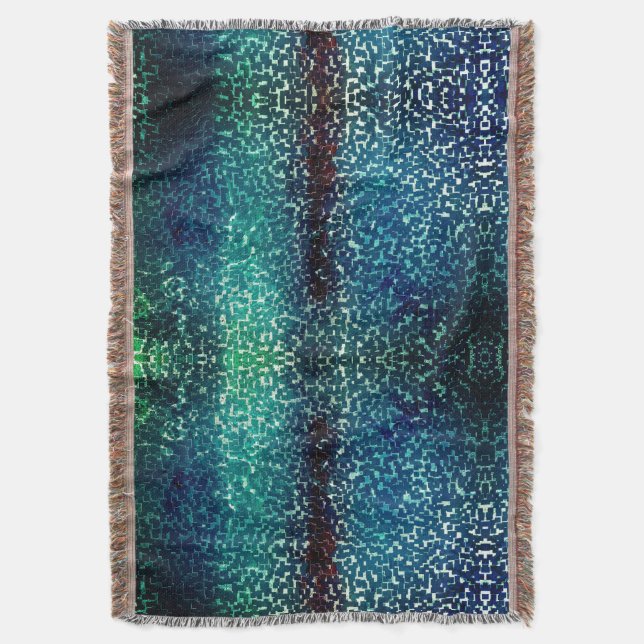 Couverture Style mosaïque bleu néon sur verre martelé brut (devant Vertical)