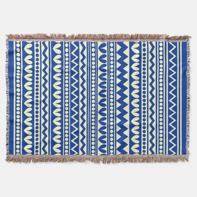 Couverture Style tribal - bleu marine sur jaune pâle (Devant)